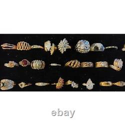 Ring Lot of 65 New Silver, Gold, & Costume, Most Marked Signed Stamped with Holder