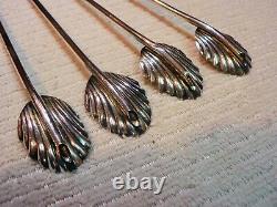 STERLING SILVER SCALLOP SHELL MINT JULEP SPOONS STRAWS Marked Sterling (4) 23 gr
