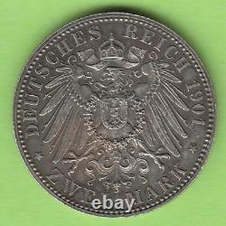 Saxony-Altenburg 2 Mark 1901 Almost Mint Condition Gorgeous Patina nswleipzig