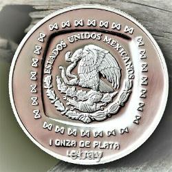 Scarce 1996 Mexico Hombre Jaguar 5 Pesos. 999 Silver Coin Left Hand Mint Mark