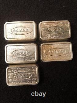 Silver 5 1 Troy Ounce A Mark Loaf Bars 1981 Some Toning Super Rare Bars Lot 11