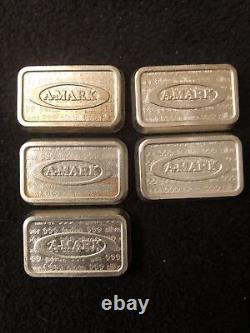 Silver 5 1 Troy Ounce A Mark Loaf Bars 1981 Some Toning Super Rare Bars Lot 12
