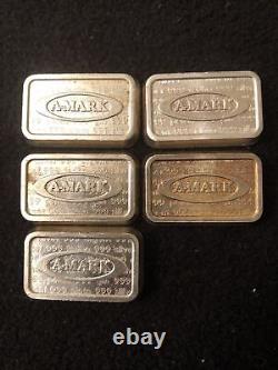 Silver 5 1 Troy Ounce A Mark Loaf Bars 1981 Some Toning Super Rare Bars Lot 14
