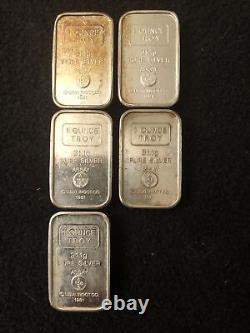 Silver 5 1 Troy Ounce A Mark Loaf Bars 1981 Some Toning Super Rare Bars Lot 15