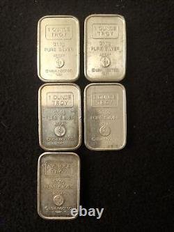 Silver 5 1 Troy Ounce A Mark Loaf Bars 1981 Some Toning Super Rare Bars Lot 18