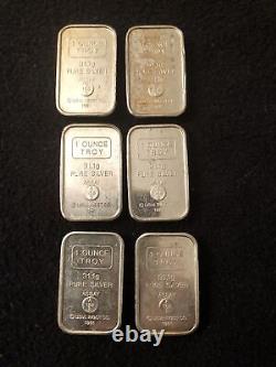 Silver 6 1 Troy Ounce A Mark Loaf Bars 1981 Some Toning Super Rare Bars Lot 8
