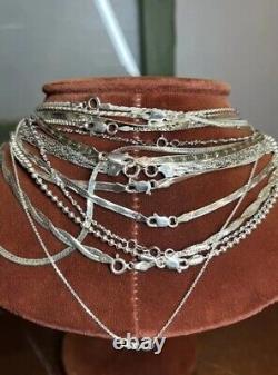 Sterling Silver 925 Italy Chain Necklace Lot Of 15 Items All Marked