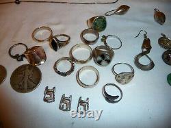 Sterling Silver Jewelry Lot ALL MARKED MOSTLY GOOD Rings Bracelets 267.2 grams