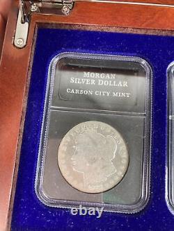 THE COMPLETE MORGAN SILVER DOLLAR MINT MARK SET in Box with COA & Key DANBURY MINT