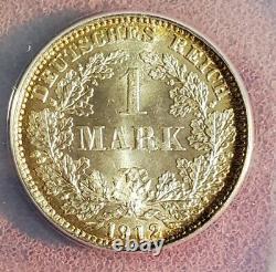 Top! Germany 1 Mark 1912 E IN Brillant uncirculated ANACS MS65. Lot t1072