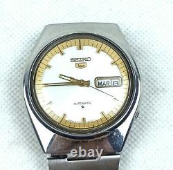 Vintage Seiko 5 Watch Automatic White 6309-8500 Men 38 MM Rare Mint Condition
