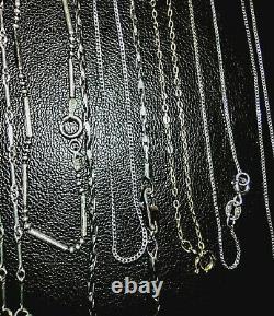 Vintage Sterling Silver Lot of 14 complete Necklaces Marked. 925 NOT SCRAP EUC