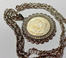 Vtg 1889 Morgan silver dollar NECKLACE mint mark antique chain WLP sterling rope