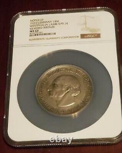 Westphalia/westfalen 1 Billion Mark 1923 Silvered 11,113 Mint. Ms62 Ngc